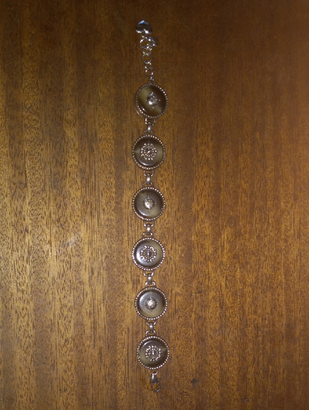 Vintage Estate Find Brighton Silver Reversible Bracelet with Smoky Green Accents